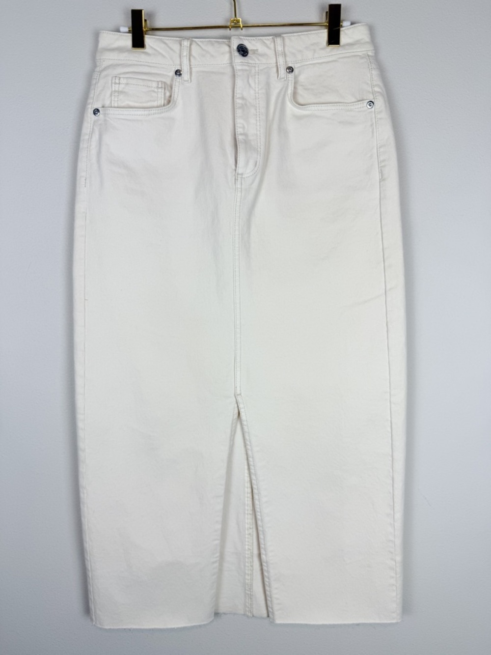 Loft Denim Midi Skirt Ivory Size 2